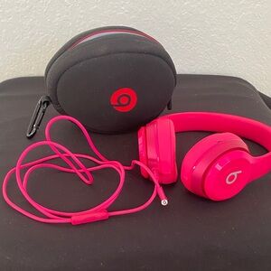 Beats Hot Pink Wired Headphones with Case